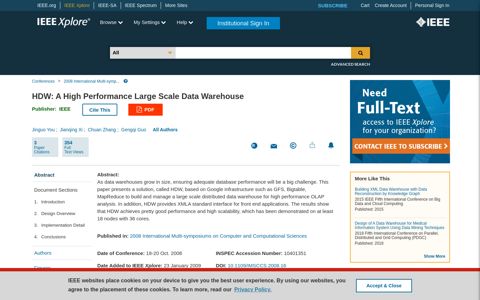 HDW: A High Performance Large Scale Data Warehouse ...