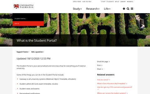 What is the Student Portal? - Ask Us - University of Tasmania ...