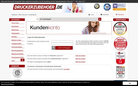 Kundenkonto - Druckerzubehoer.de