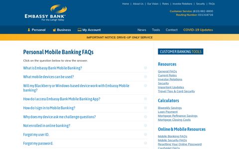 Mobile Banking FAQs - Embassy Bank for the Lehigh Valley