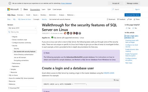 Get started with SQL Server security on Linux - SQL Server ...