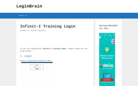 Infinit-I Training Login - LoginBrain