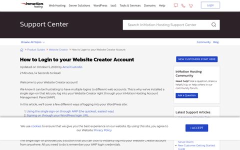 How to Login to your Website Creator Account | InMotion ...