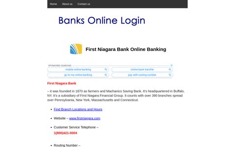 First Niagara Bank Online Banking