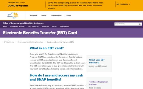 Electronic Benefits Transfer (EBT) Card - Office of Temporary ...