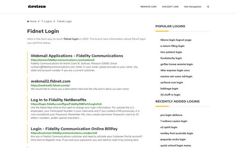 Fidnet Login ❤️ One Click Access - iLoveLogin