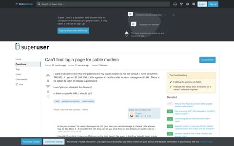 Can't find login page for cable modem - Super User