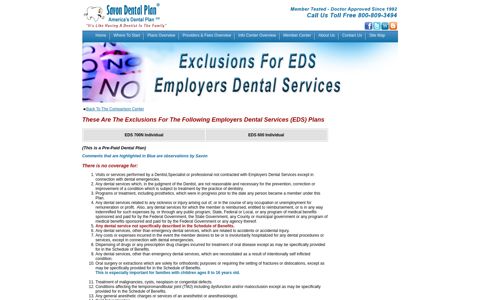 Exclusions for Employers Dental Services (EDS) | Savon ...