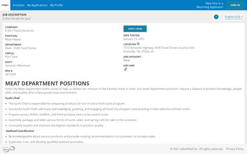Job Description - talentReef Applicant Portal