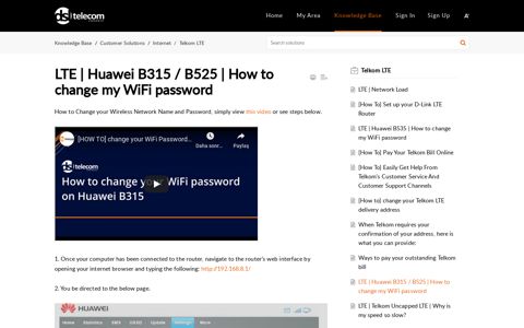 LTE | Huawei B315 / B525 | How to change my WiFi password