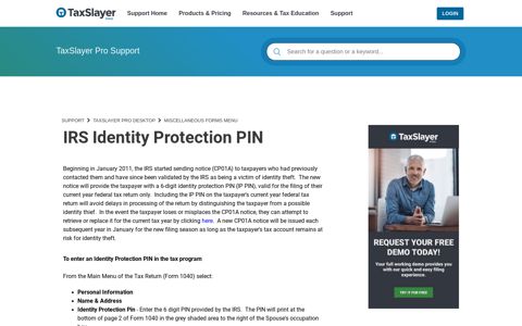 IRS Identity Protection PIN – Support