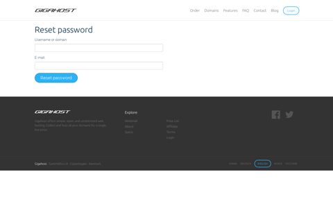 Reset Password - Gigahost