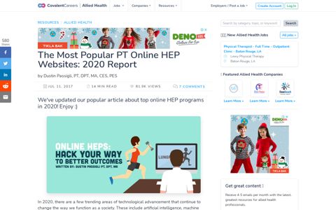 The Most Popular PT Online HEP Websites: 2020 Report ...