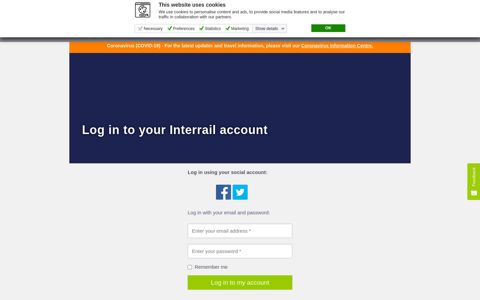Log in to your Interrail account