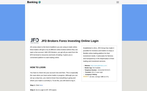 JFD Brokers Forex Investing Online Login - BankingLogin.US