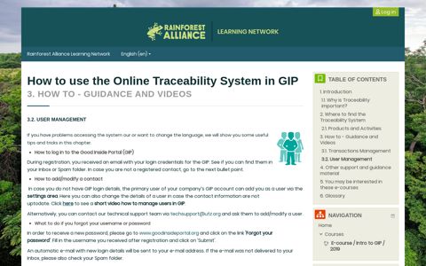 How to use the Online Traceability System in GIP: User ...