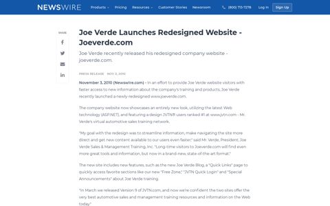 Joe Verde Launches Redesigned Website - Joeverde.com ...
