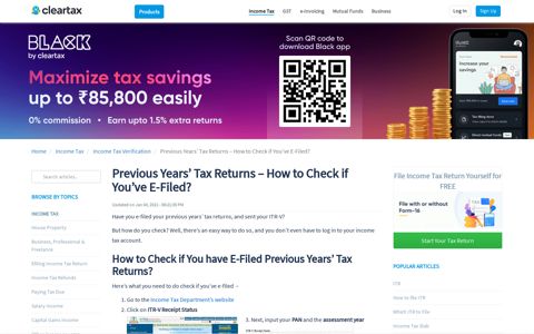 Previous Years' Tax Returns – How to Check if You ... - ClearTax