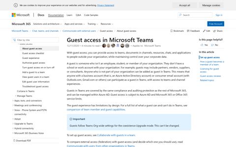 Guest access in Microsoft Teams - Microsoft Docs
