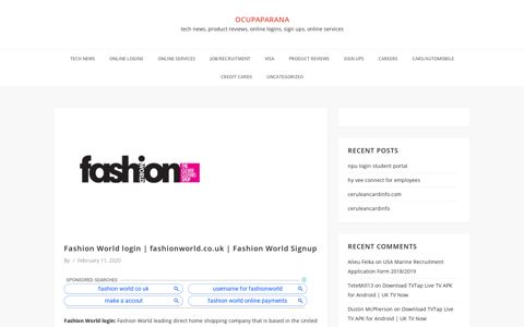 Fashion World login | fashionworld.co.uk | Fashion World Signup