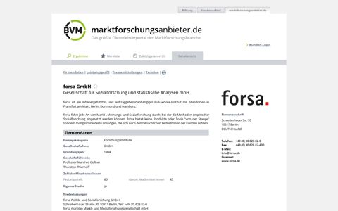 forsa GmbH - marktforschungsanbieter.de - Profiles