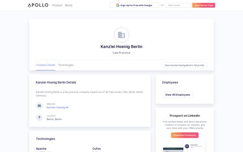 Kanzlei Hoenig Berlin - Overview, Competitors, and ... - Apollo.io
