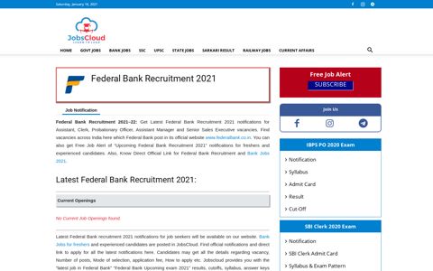 Federal Bank Recruitment 2020 Latest Vacancies on 12.12 ...