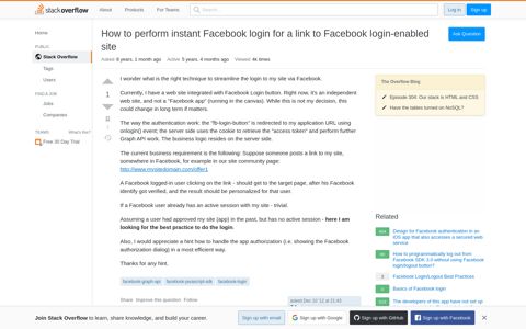 How to perform instant Facebook login for a link to Facebook ...