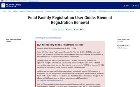 Food Facility Registration User Guide: Biennial ... - FDA