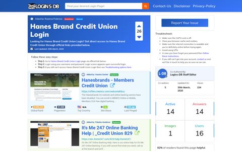 Hanes Brand Credit Union Login - Logins-DB