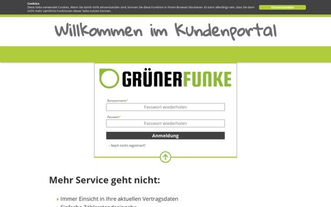 GrünerFunke Kundenportal: Anmeldung