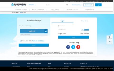 Customer Login - Online Transaction Platform | SBI Mutual Fund