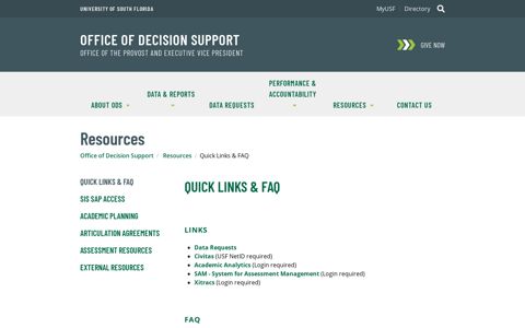 Resources | Office of Decision Support | University of South ...