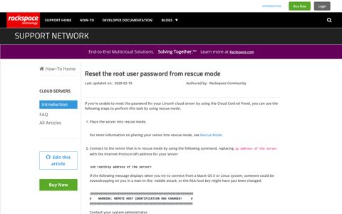 Reset the root user password from rescue mode - Rackspace ...