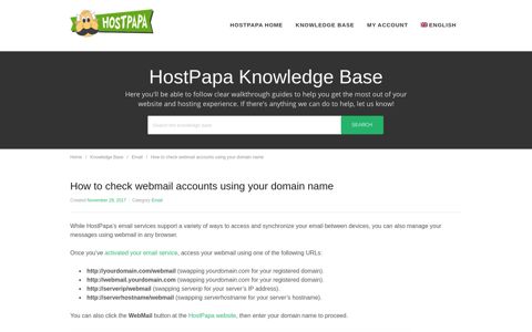 How to check webmail accounts using your ... - HostPapa