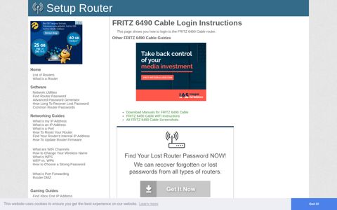 How to Login to the FRITZ 6490 Cable - SetupRouter