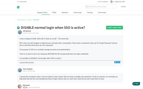 DISABLE normal login when SSO is active? : Freshdesk