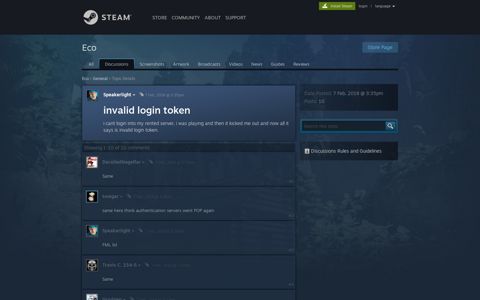 invalid login token :: Eco General - Steam Community