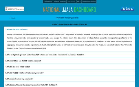 FAQs - NATIONAL UJALA DASHBOARD | EESL