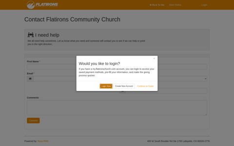 Connection Signup Page | Flatirons Community Church
