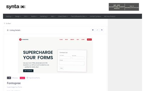Formspree Supercharge Your Forms | Syntaxxx