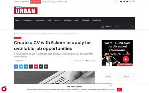 Create a CV with Eskom to apply for available job opportunities