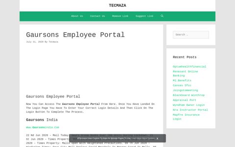 gaursons employee portal | TECMAZA