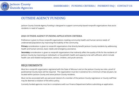 | Jackson County Outside Agency Funding Request Application