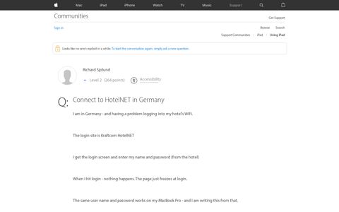 Connect to HotelNET in Germany - Apple Community
