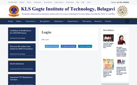 Login – KLS Gogte Institute of Technology, Belagavi ...