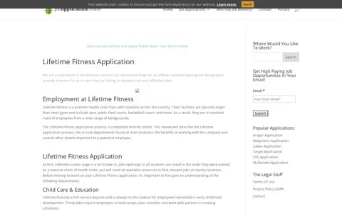 Lifetime Fitness Application - Online Job Employment Form