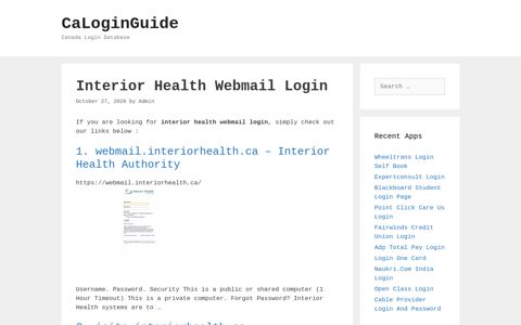 Interior Health Webmail Login - CaLoginGuide