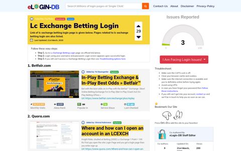 Lc Exchange Betting Login - A database full of login pages ...