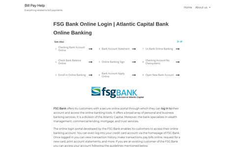 FSG Bank Online Login | Atlantic Capital Bank Online Banking